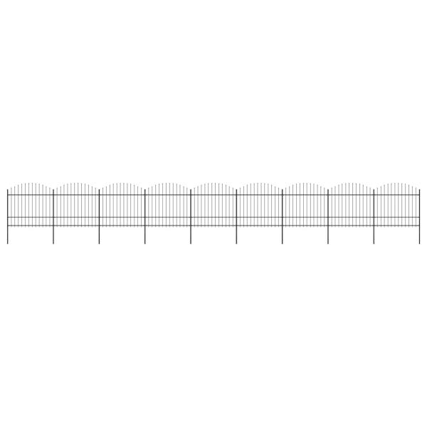 ARDEBO.de - Gartenzaun mit Speerspitzen Stahl (1,5 - 1,75) x 15,3 m Schwarz