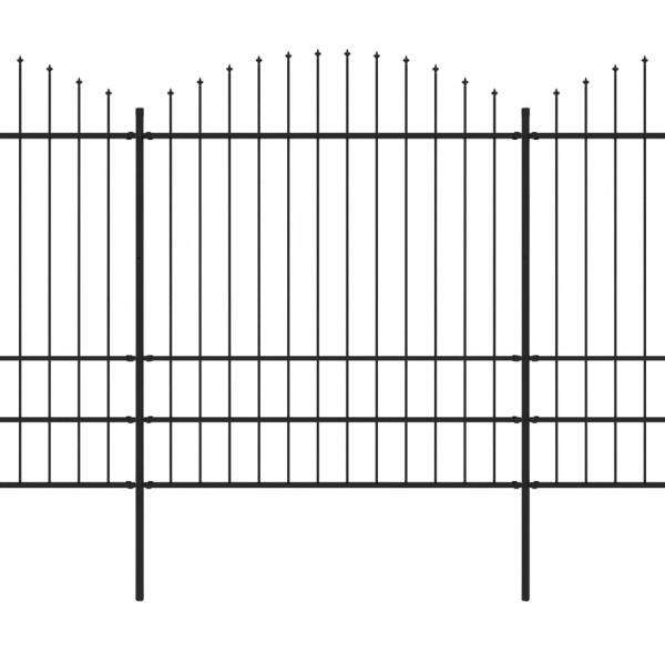 Gartenzaun mit Speerspitze Stahl 359 x 200 cm Schwarz
