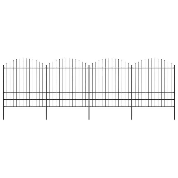 ARDEBO.de - Gartenzaun mit Speerspitze Stahl 671 x 200 cm Schwarz