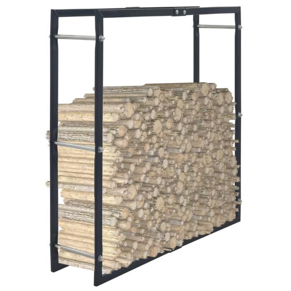 ARDEBO.de - Brennholzregal Schwarz 100×25×100 cm Stahl