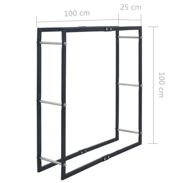 Brennholzregal Schwarz 100×25×100 cm Stahl
