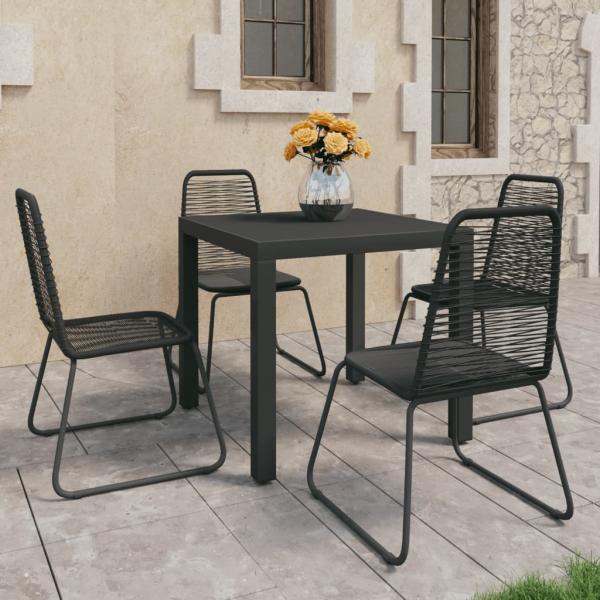 ARDEBO.de - 5-tlg. Garten-Essgruppe PVC Rattan Schwarz