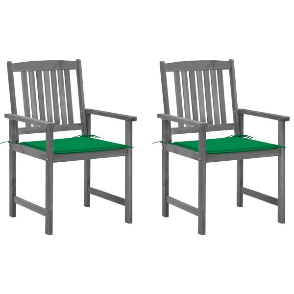 ARDEBO.de - Gartenstühle mit Kissen 2 Stk. Grau Massivholz Akazie