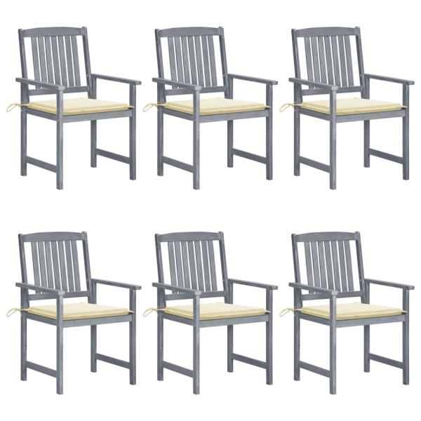 ARDEBO.de - Gartenstühle mit Kissen 6 Stk. Massivholz Akazie Grau