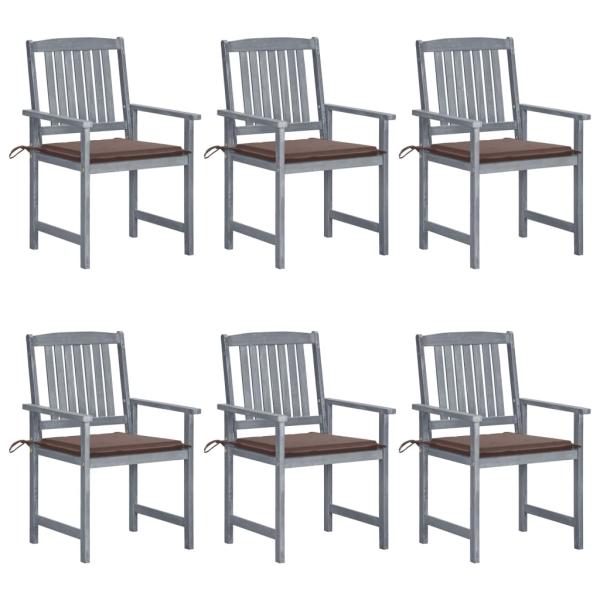 ARDEBO.de - Gartenstühle mit Kissen 6 Stk. Massivholz Akazie Grau