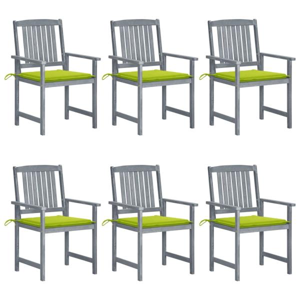 ARDEBO.de - Gartenstühle mit Kissen 6 Stk. Massivholz Akazie Grau