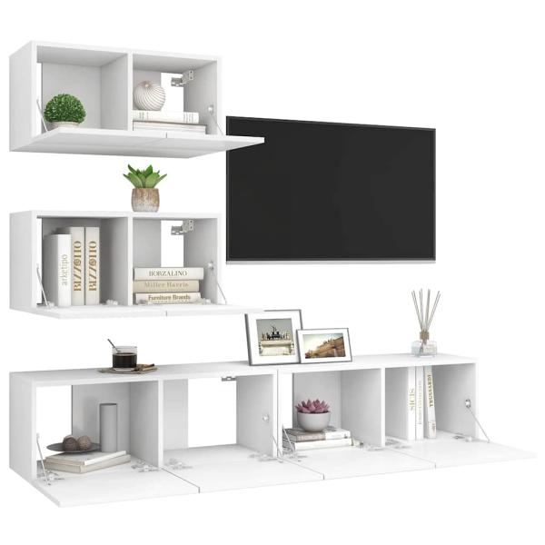 4-tlg. TV-Schrank-Set Weiß Holzwerkstoff