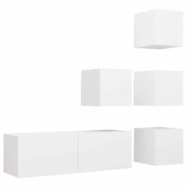 5-tlg. TV-Schrank-Set Weiß Holzwerkstoff