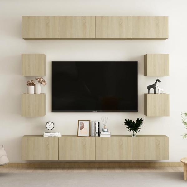 ARDEBO.de - 8-tlg. TV-Schrank-Set Sonoma-Eiche Holzwerkstoff