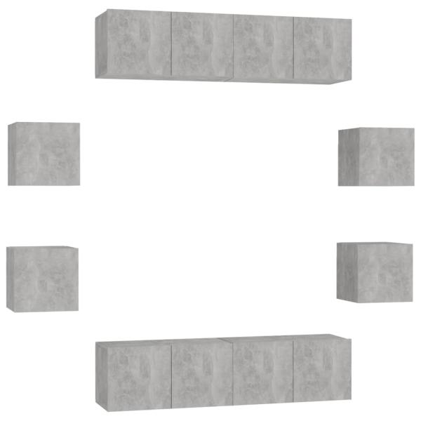 8-tlg. TV-Schrank-Set Betongrau Holzwerkstoff