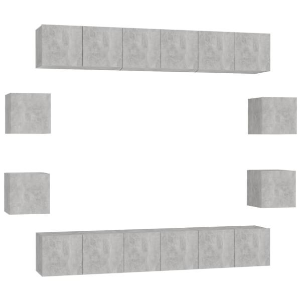 10-tlg. TV-Schrank-Set Betongrau Holzwerkstoff