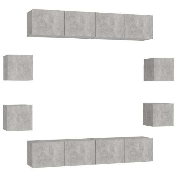 8-tlg. TV-Schrank-Set Betongrau Holzwerkstoff