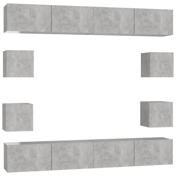 8-tlg. TV-Schrank-Set Betongrau Holzwerkstoff