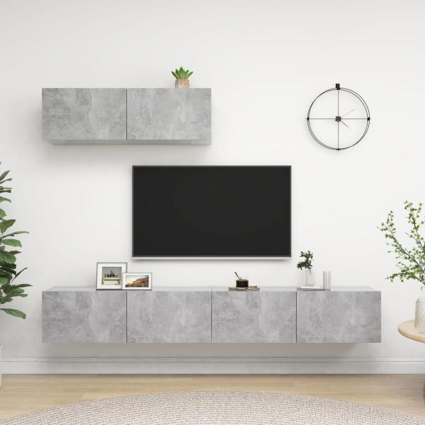 ARDEBO.de - TV-Schränke 3 Stk. Betongrau Holzwerkstoff