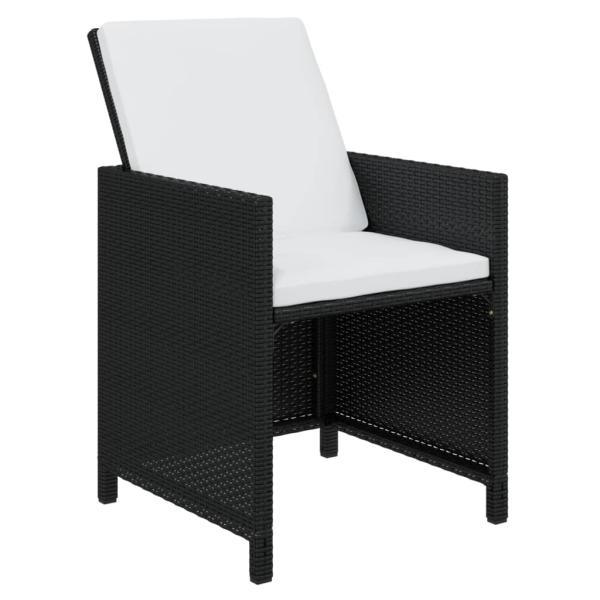 15-tlg. Garten-Essgruppe mit Kissen Poly Rattan Schwarz