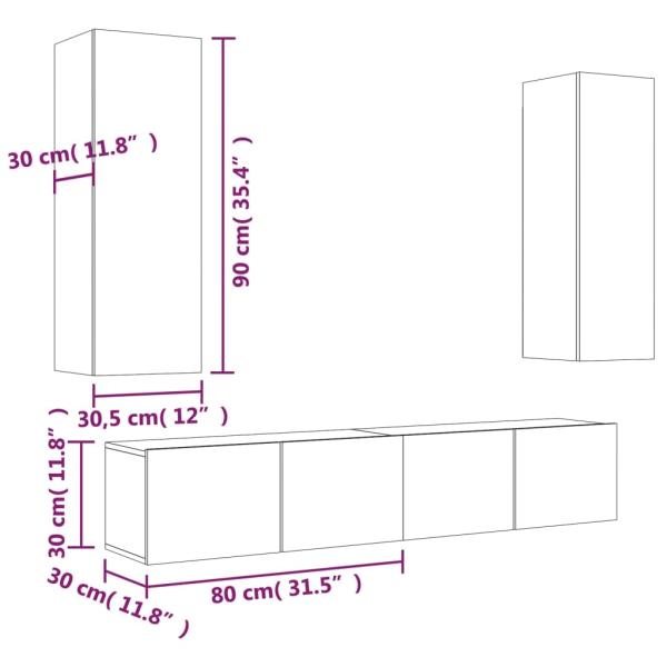 4-tlg. TV-Schrank-Set Weiß Holzwerkstoff