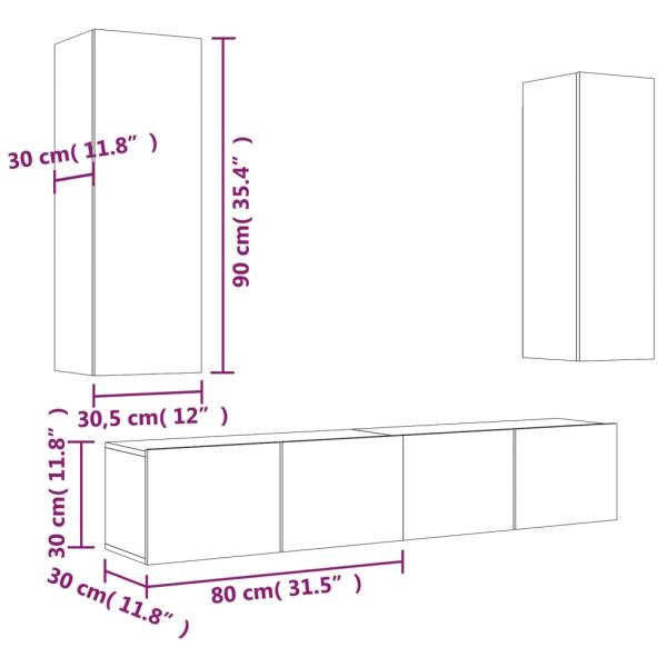 4-tlg. TV-Schrank-Set Räuchereiche Holzwerkstoff