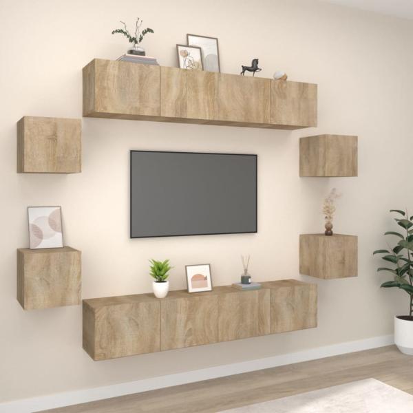 ARDEBO.de - 8-tlg. TV-Schrank-Set Sonoma-Eiche Holzwerkstoff