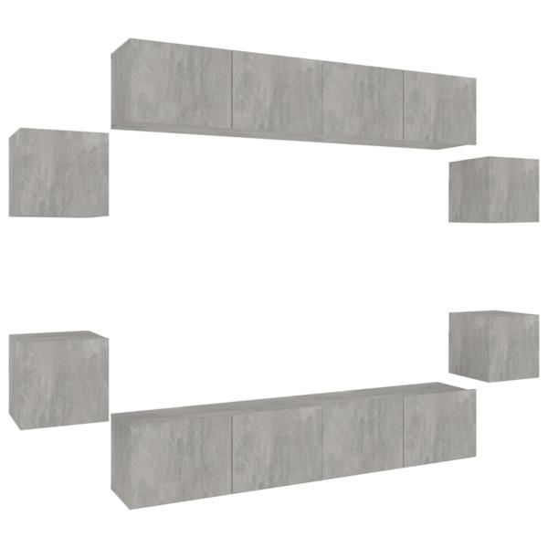 8-tlg. TV-Schrank-Set Betongrau Holzwerkstoff
