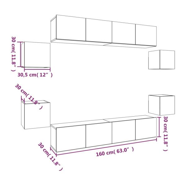 8-tlg. TV-Schrank-Set Betongrau Holzwerkstoff