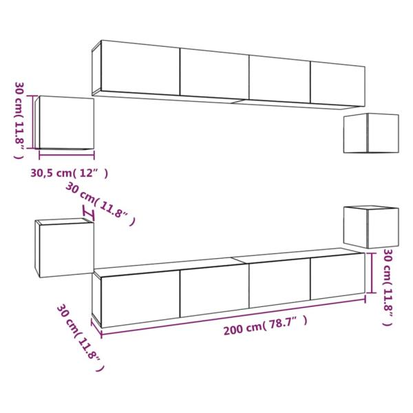 8-tlg. TV-Schrank-Set Weiß Holzwerkstoff