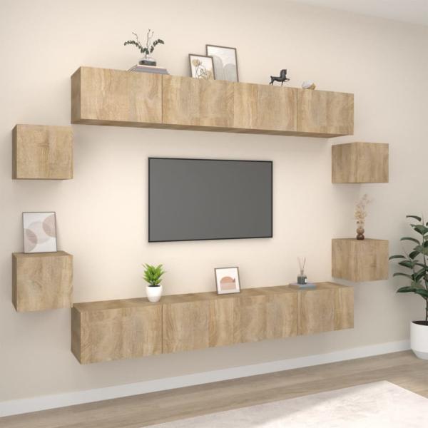 ARDEBO.de - 8-tlg. TV-Schrank-Set Sonoma-Eiche Holzwerkstoff