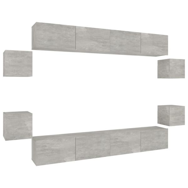 8-tlg. TV-Schrank-Set Betongrau Holzwerkstoff