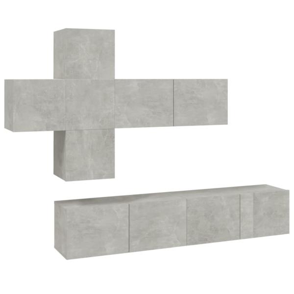 7-tlg. TV-Schrank-Set Betongrau Holzwerkstoff