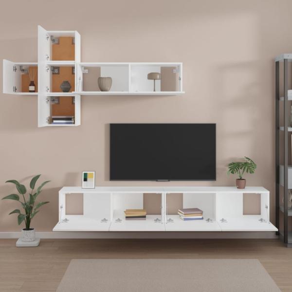 7-tlg. TV-Schrank-Set Weiß Holzwerkstoff