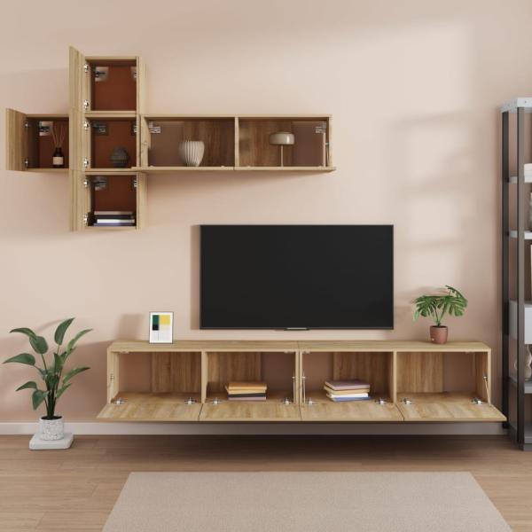 7-tlg. TV-Schrank-Set Sonoma-Eiche Holzwerkstoff