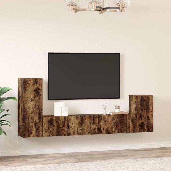 4-tlg. TV-Schrank-Set Räuchereiche Holzwerkstoff