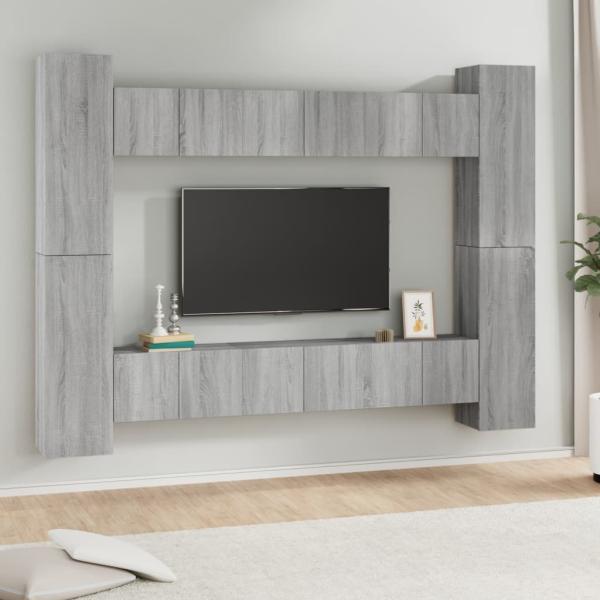 ARDEBO.de - 10-tlg. TV-Schrank-Set Grau Sonoma Holzwerkstoff