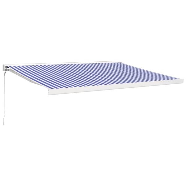 Markise Einziehbar Blau und Weiß 4x3 m Stoff und Aluminium