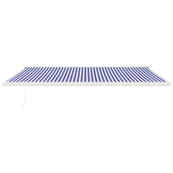 Markise Einziehbar Blau und Weiß 5x3 m Stoff und Aluminium