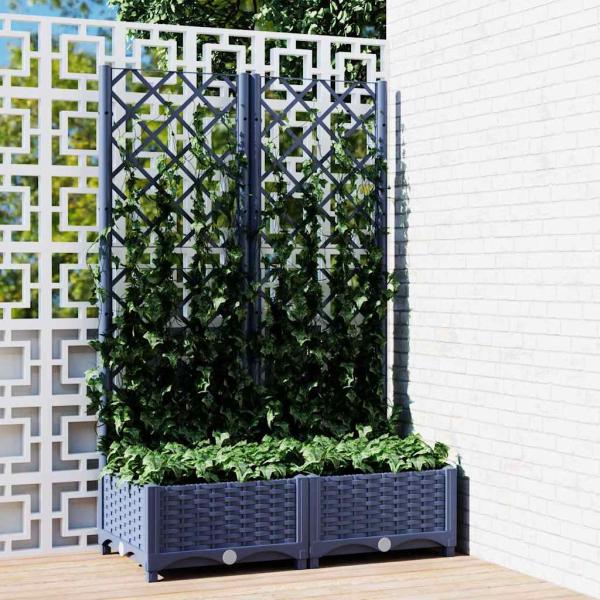 ARDEBO.de - Garten-Pflanzgefäß mit Spalier Blaugrau 80 x 40 x 121,5 cm PP
