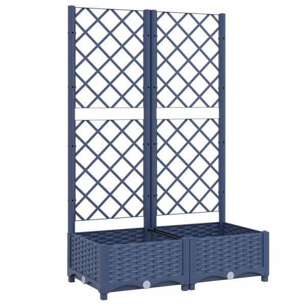 Garten-Pflanzgefäß mit Spalier Blaugrau 80 x 40 x 121,5 cm PP