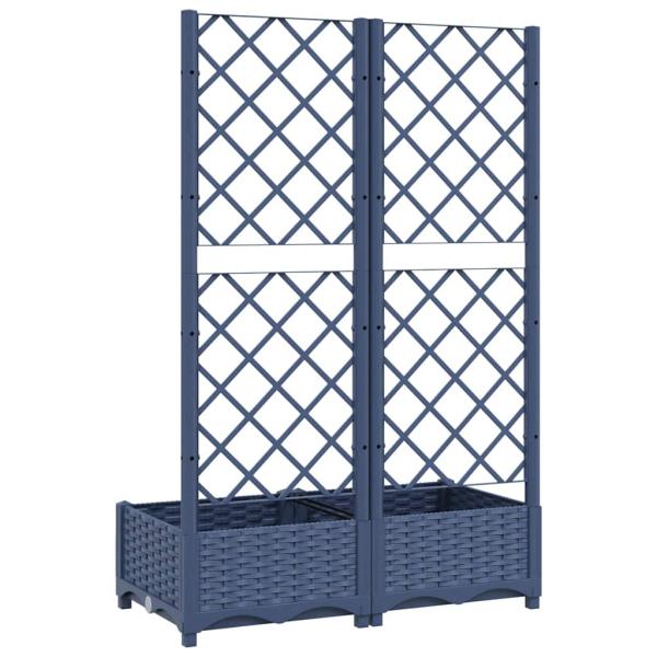 Garten-Pflanzgefäß mit Spalier Blaugrau 80 x 40 x 121,5 cm PP