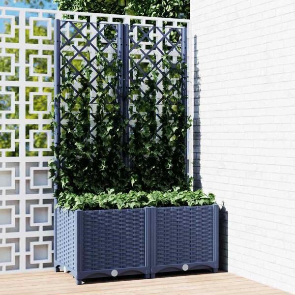 ARDEBO.de - Garten-Pflanzgefäß mit Spalier Blaugrau 80 x 40 x 136 cm PP