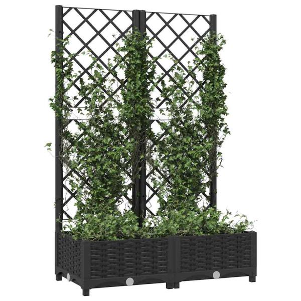 Gartenpflanzgefäß mit Spalier Schwarz 80 x 40 x 121,5 cm PP