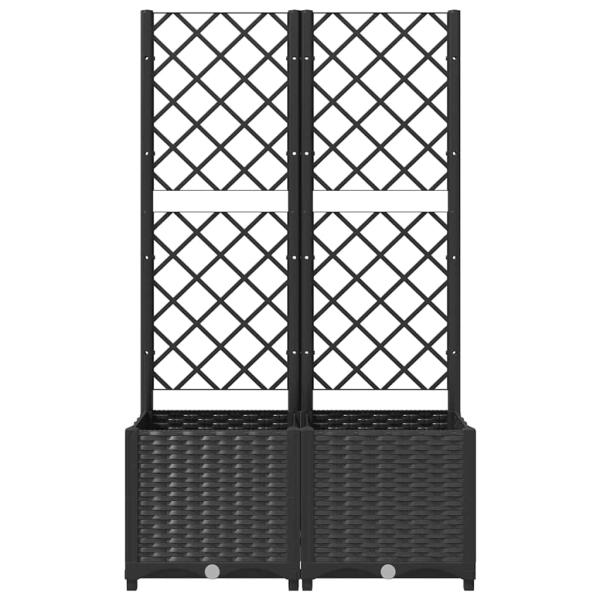 Garten-Pflanzgefäß mit Spalier Schwarz 80 x 40 x 136 cm PP