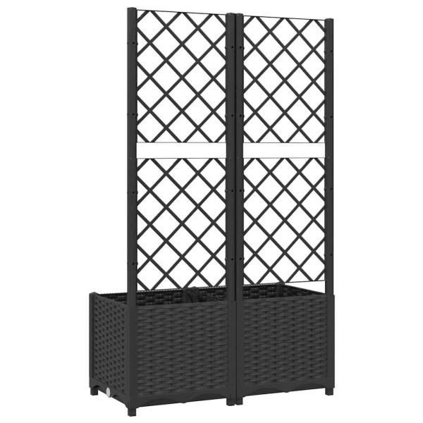 Garten-Pflanzgefäß mit Spalier Schwarz 80 x 40 x 136 cm PP