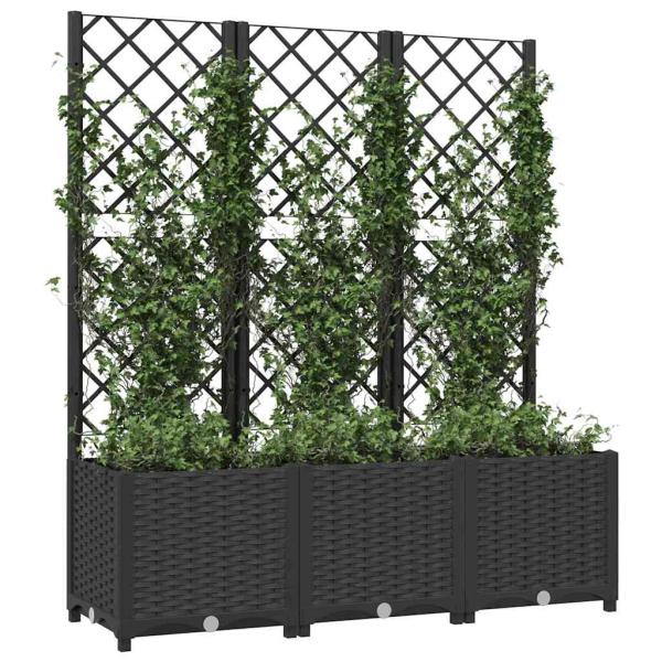 Garten-Pflanzgefäß mit Spalier Schwarz 120 x 40 x 136 cm PP