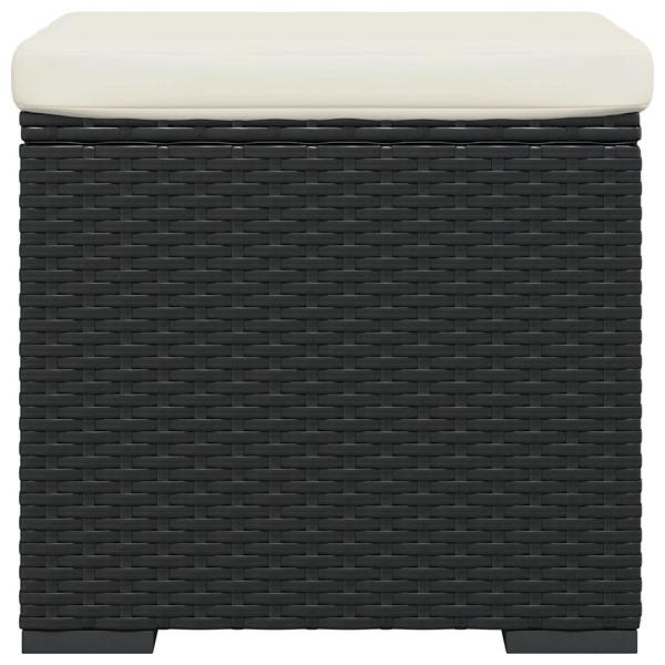 Hocker mit Kissen Schwarz 40x30x40 cm Poly Rattan