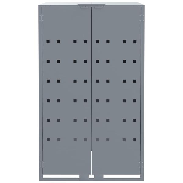 Mülltonnenbox für 3 Tonnen Grau 207x79x117 cm Stahl