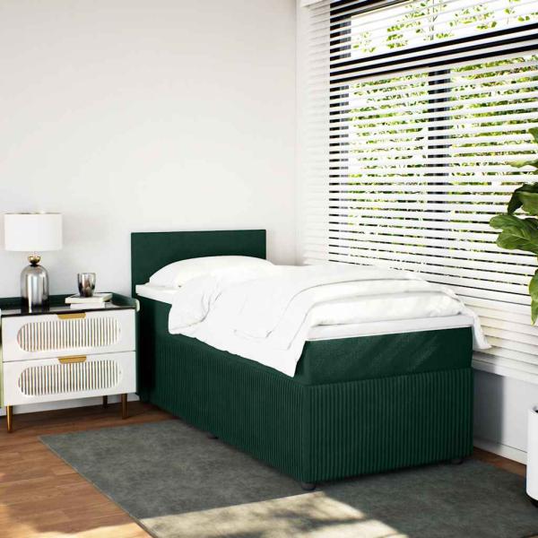 Boxspringbett mit Matratze Dunkelgrün 80x200 cm Samt