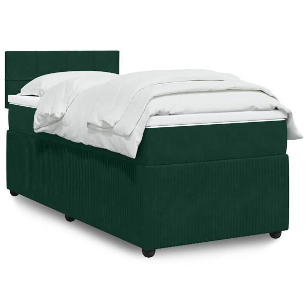 ARDEBO.de - Boxspringbett mit Matratze Dunkelgrün 80x200 cm Samt