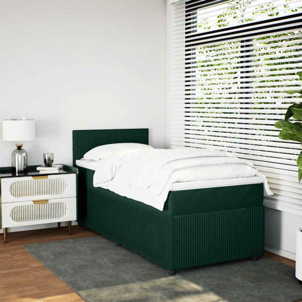 Boxspringbett mit Matratze Dunkelgrün 80x200 cm Samt