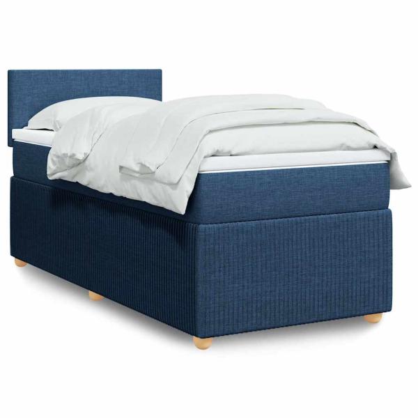 ARDEBO.de - Boxspringbett mit Matratze Blau 90x200 cm Stoff