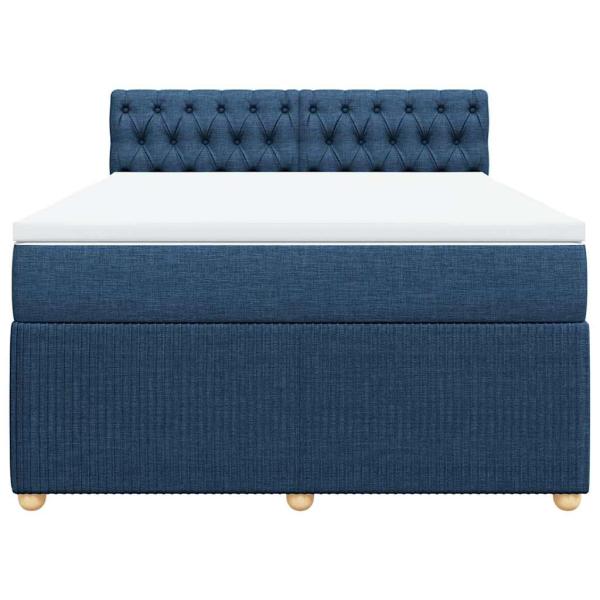 Boxspringbett mit Matratze Blau 140x190 cm Stoff