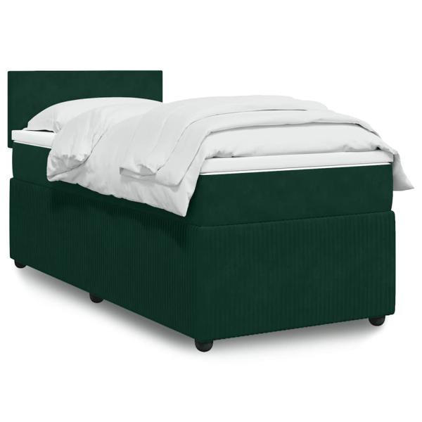 ARDEBO.de - Boxspringbett mit Matratze Dunkelgrün 80x200 cm Samt